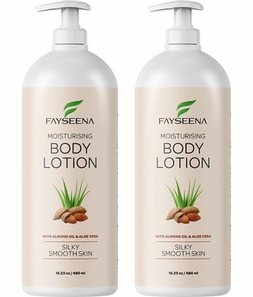 Fayseena Moisturising Body Lotion, AlmondOil & AloeVera For Silky Smooth Skin480ml (Pack Of 2)