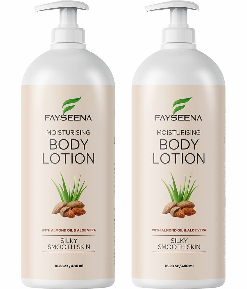Fayseena Moisturising Body Lotion, AlmondOil & AloeVera For Silky Smooth Skin480ml (Pack Of 2)