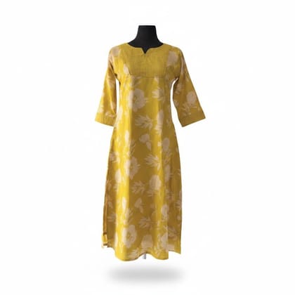 Mustard Floral Print Kurta
