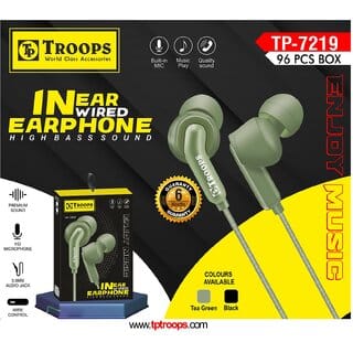TP TROOPS 7219 Wired in-Ear Earphones with Mic, Ultra Deep Bass  Metal Sound Chamber