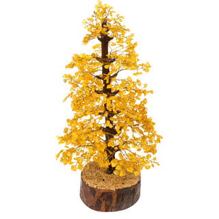 KESAR ZEMS Natural Citrine Colour Crystal Stone Chip Vastu Tree 16 Inches For Wealth, Success  Prosperity/ Home Office