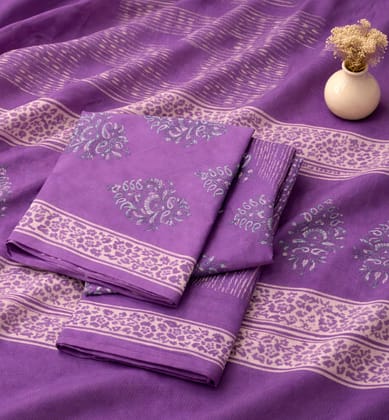 Handcrafted Dabu Print Cotton Dress Material – 3 Piece Set Handcrafted Dabu Print Cotton Dress Material – 3 Piece Set