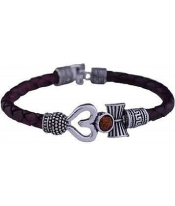 Rudraksha Om Trishul and Damroo Silver Shiva Kada Bracel et for Men and Women (Please purchase only through authentic seller "Bhardwaj Retails", for good quality products.
