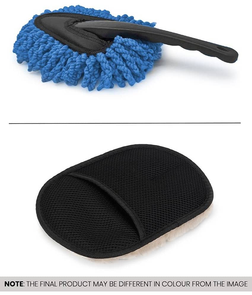 Mahek Accessories - Car Cleaning Mini Wet & Dry Cleaning Microfiber Duster & Car Wash Gloves for car accessories(Pack of 2)