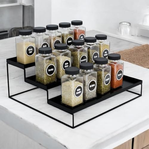Go Hooked 3-Tier Metal Countertop Spice Rack for Kitchen