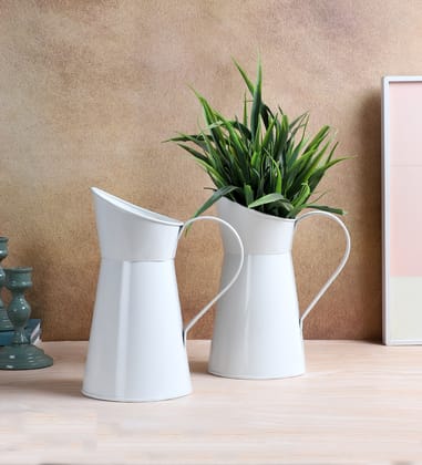 White Jug Pot Planter Set of 2