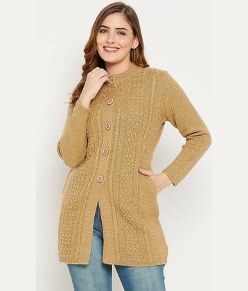 zigo Woollen Round Neck Women's Buttoned Cardigans - Brown (Pack of 1)
