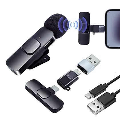 K8 Wireless Lavalier Microphone for Mobile Phone, Clip-On Mini Microphone with Receiver