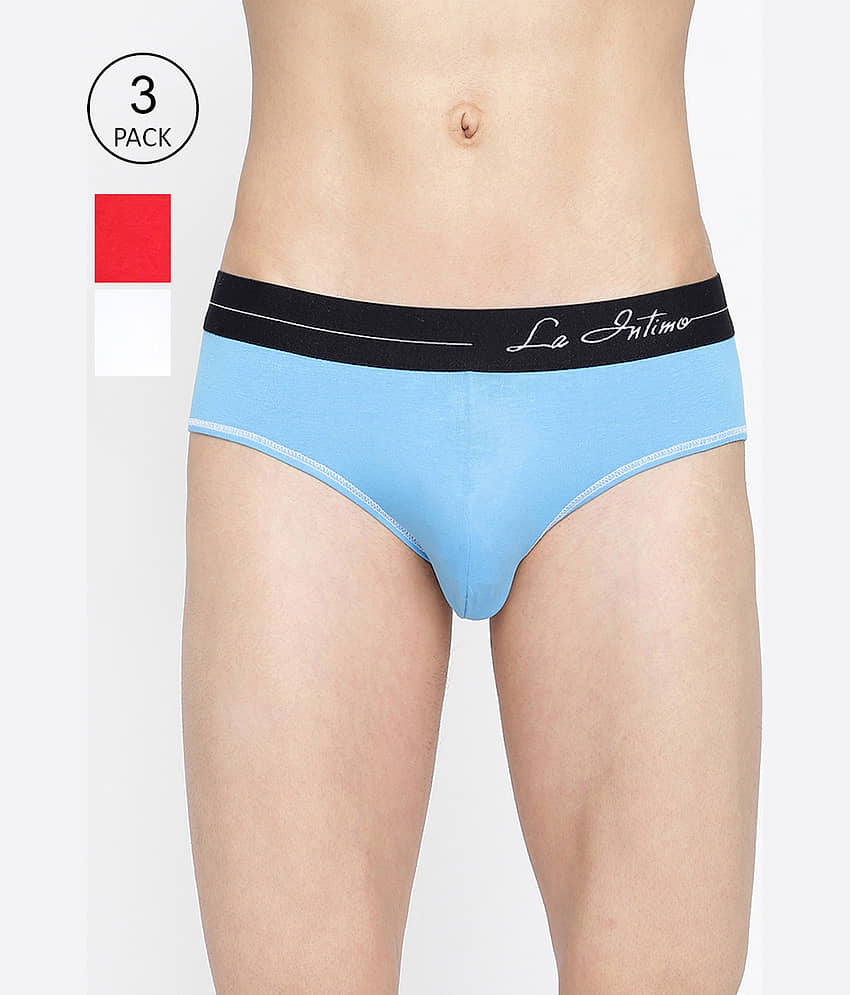 La Intimo Pack of 3 Cotton Briefs For Men's ( Multicolor )