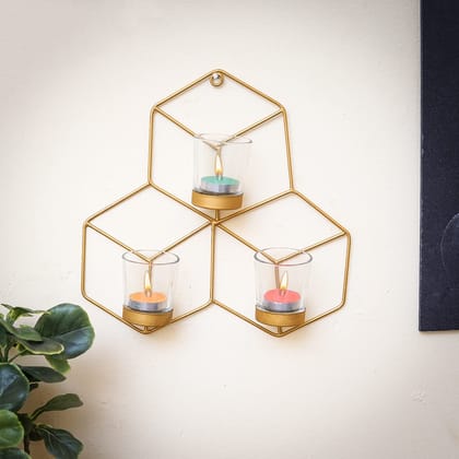 Craftlayout Iron Tea Light Candle Holder, Golden 11 Inch