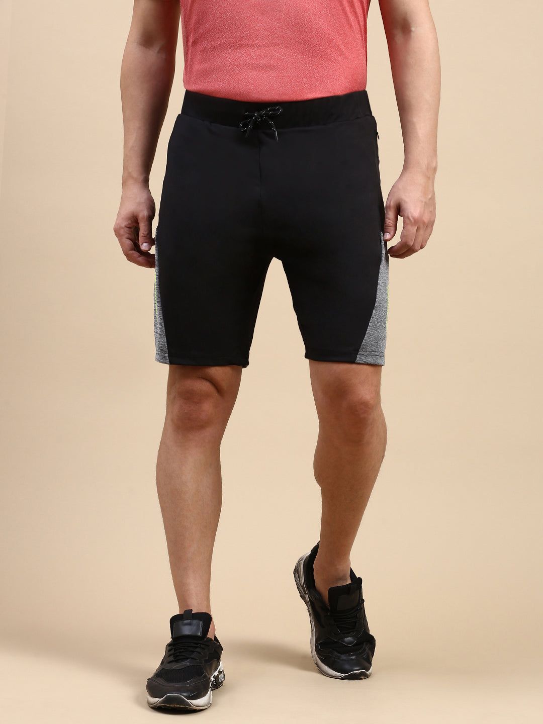Classic Polo Men's Polyster Black/Grey Slim Fit Active Wear Shorts