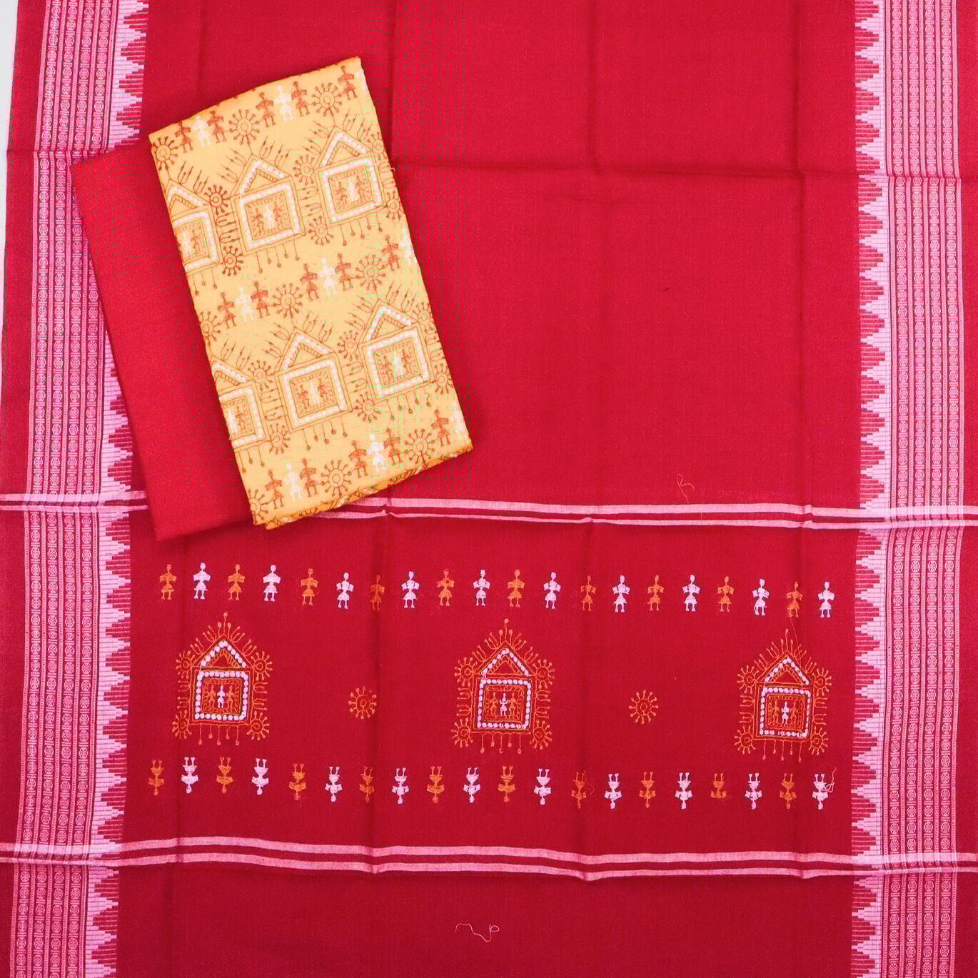 Tribal Design Yellow Red Bomkai Dress Set