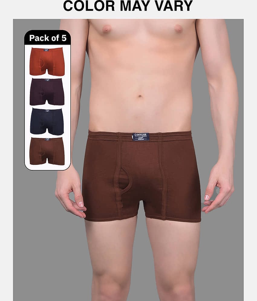 Dollar Lehar Mens Combed Cotton Trunk - Pack of 5 - (Colour May Vary)
