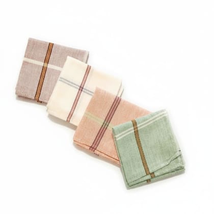 Set of 4 Multicoloured Cotton Handkerchiefs