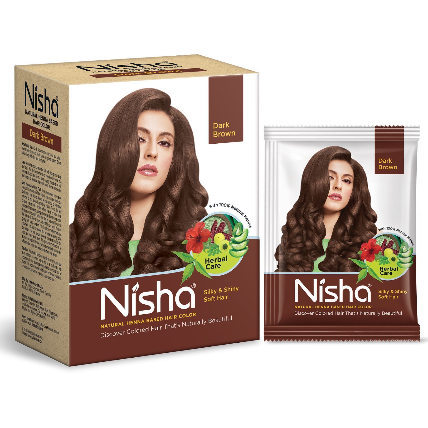 Nisha Henna Based Hair Color Dark Brown 60g Pack of 1, Henna Powder Hair Color Dye Brown Hair Colour