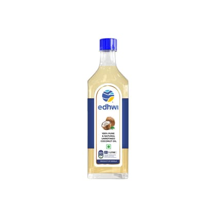 Edhwi 100% Pure & Natural Unrefined Coconut Oil (1L), Sundried White Copra, No Preservatives, No Chemicals, Smoke-Free, Kerala Traditional Cooking Oil � Cold Pressed for Healthy Cooking & Skin Care