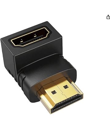 Gold Plated HDMI Male to Female Converter Connector Adapter 90 Degree L Shape for HDTV, Plasma TV, LED, LCD Etc