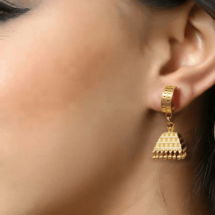 Elegant Gold Pyramid Jhumka Earrings