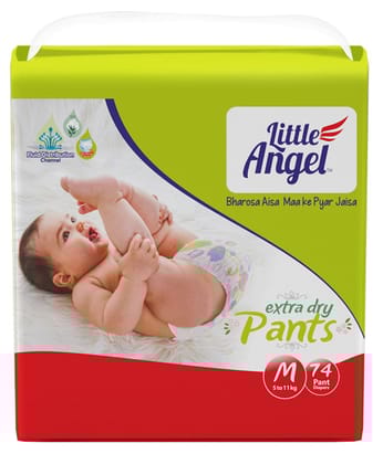 Little Angel Pant Style Extra Dry Diapers Medium - 74 Pcs