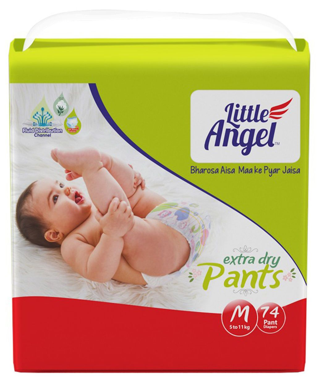 Little Angel Pant Style Extra Dry Diapers Medium - 74 Pcs
