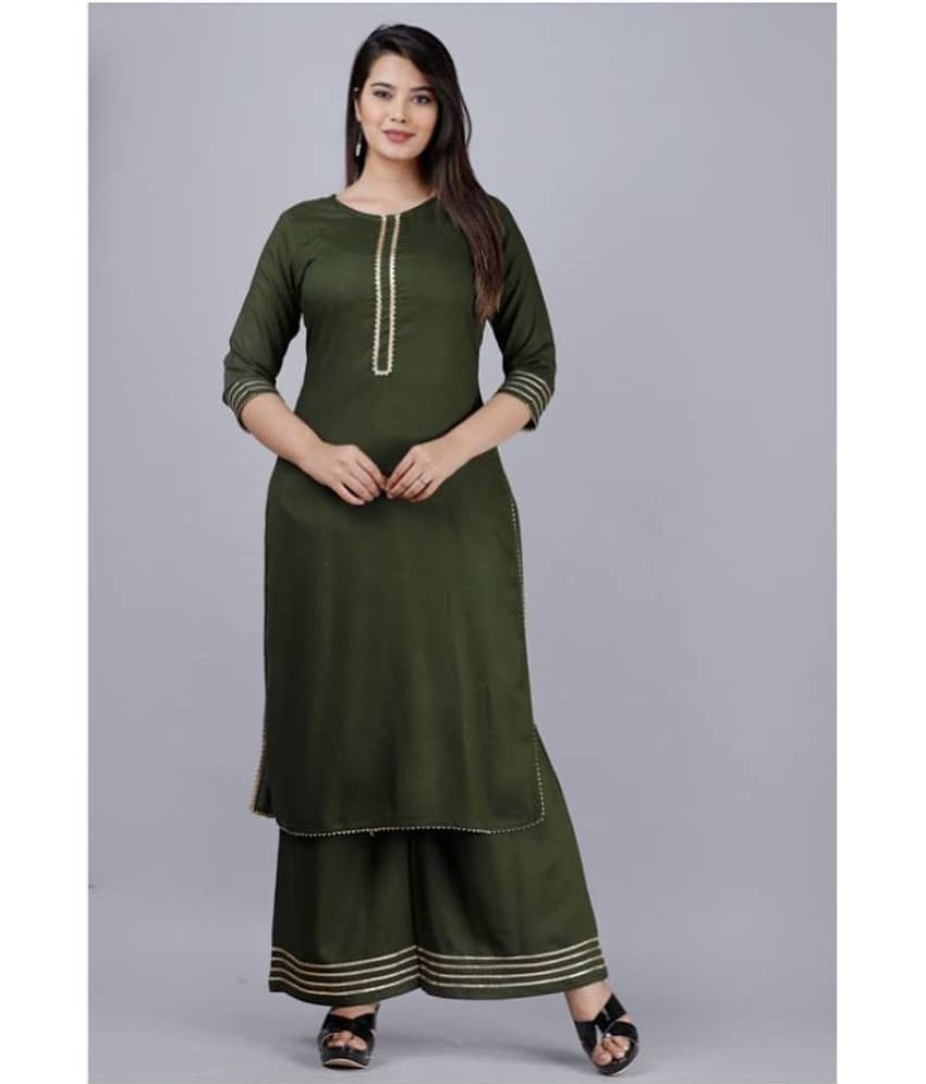 MAUKA Rayon Kurti With Palazzo - Stitched Suit