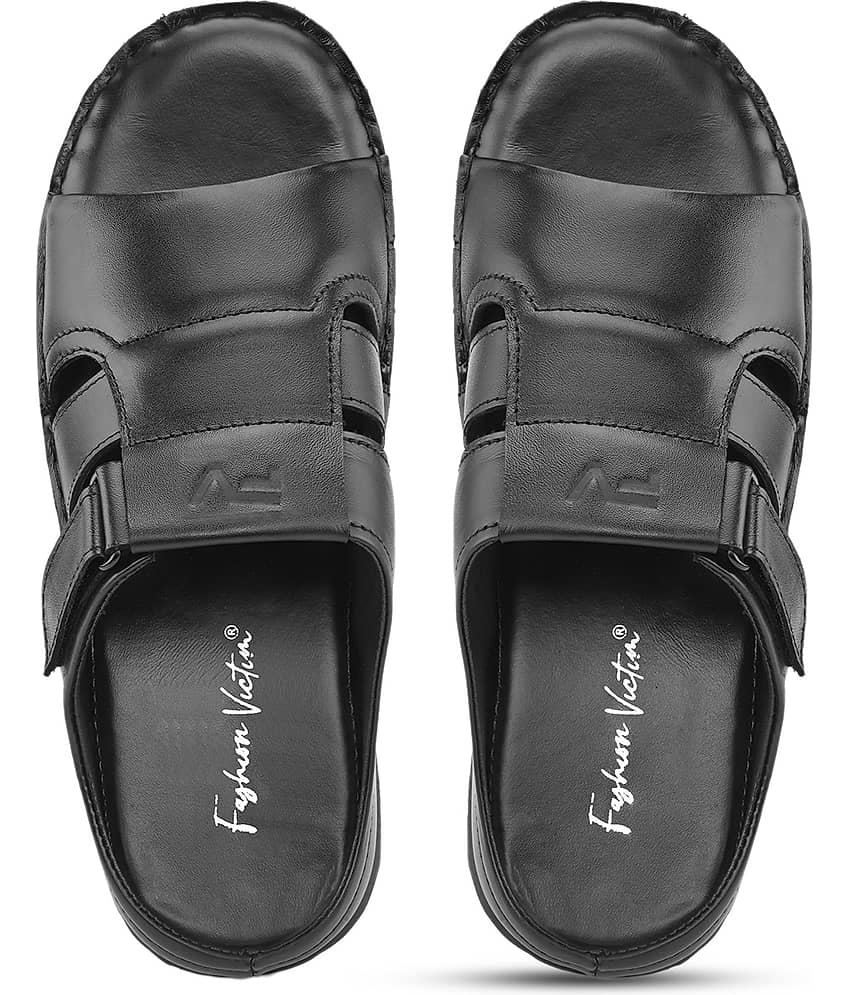 Fashion Victim Black Men's Leather Slipper