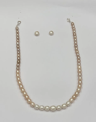 Multicolor Cream Line Pearl Set For Women