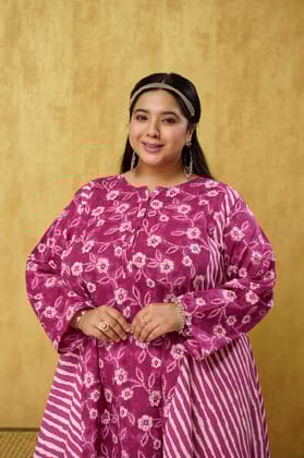 Anti Fit Printed Falsa Colored Cotton Dress