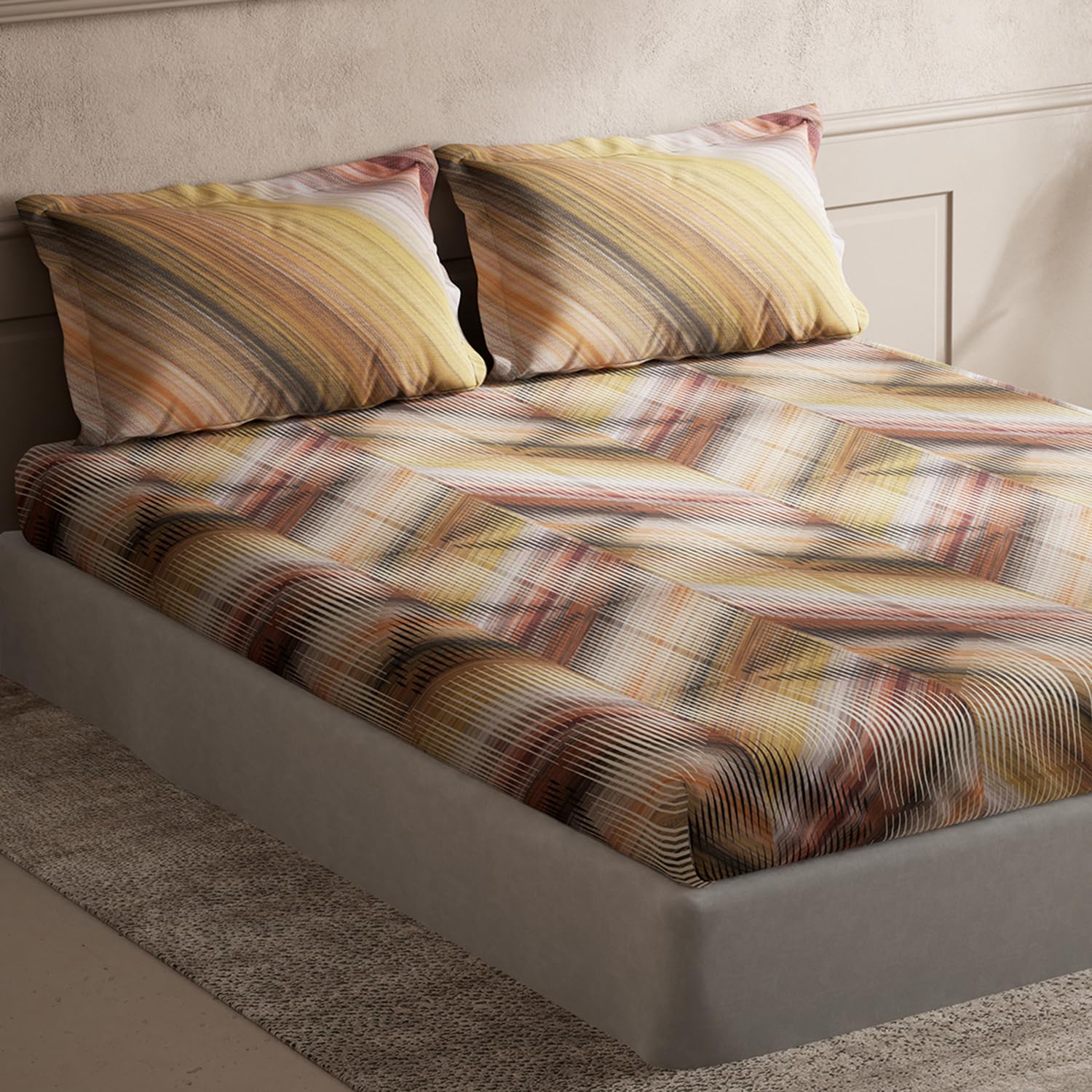 DDECOR - Cherish Collection 100% Cotton Abstract Pattern 150TC Super King |274 CM X 274 CM| with 2 Pillow Covers - Red