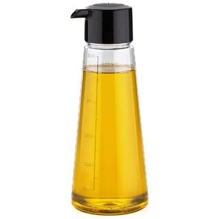 (Pack of 1) Oil Bottle with Airtight Dispenser Lid | BPA Free | Food Graded Plastic | Pouring Oil Cruet with Automatic Close | Transparent | Unbreakable | Innovative Design | 500 ml