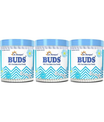 DR. MOREPEN BUDS 100% Pure Cotton & Eco-Friendly Earbuds - 100 Cotton Buds Pack of 3