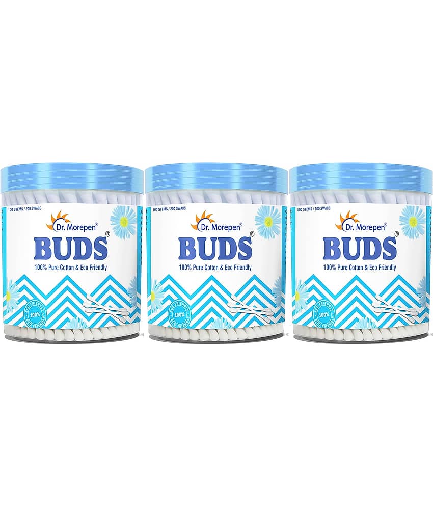 DR. MOREPEN BUDS 100% Pure Cotton & Eco-Friendly Earbuds - 100 Cotton Buds Pack of 3