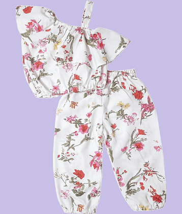 harshvardhanmart.com Pack of 1 Baby Girls Crepe Top & Trouser ( Off White )