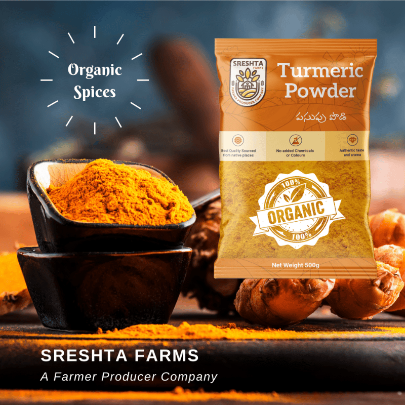 Sreshta Farms Organic Turmeric (Haldi) Powder