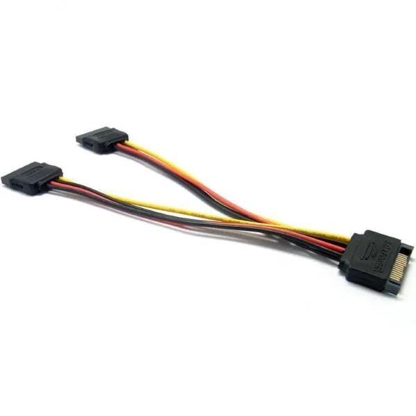 IDE to Dual SATA Power Adapter Y Cable | 15-Pin Male to Dual 15-Pin Female Splitter for Desktop, Laptop, DVR (Black)
