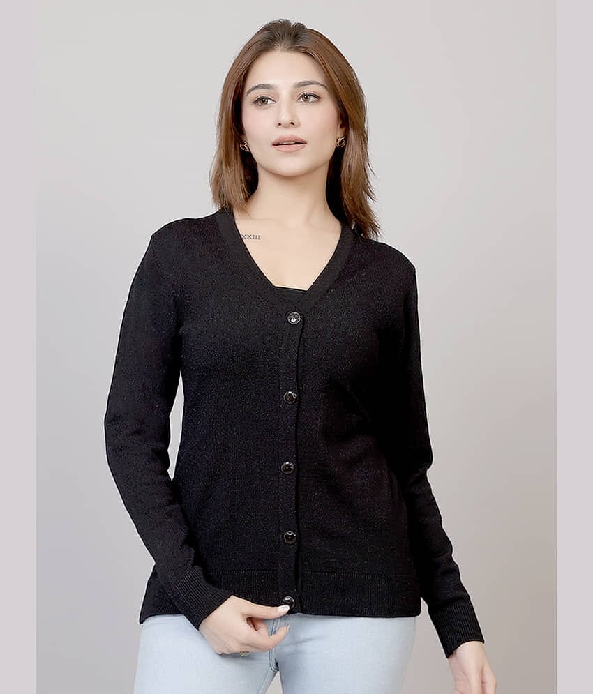 FEVERFEW Women Woollen V-Neck Cardigan ( Pink )