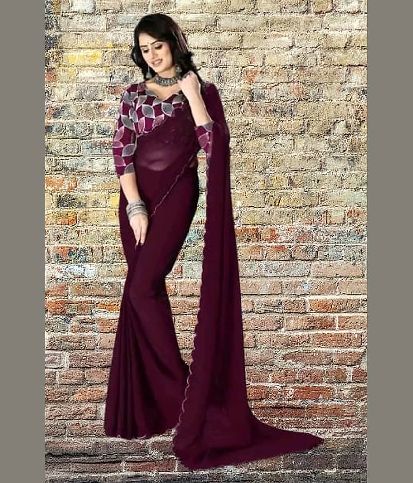 supalee Tex Georgette Solid Saree With Unstitched Blouse Piece ( Multicolor1 )