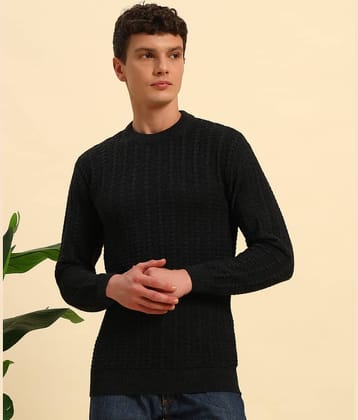 Canblar Woollen Blend Round Neck Men's Full Sleeves Pullover Sweater - Black ( Pack of 1 )