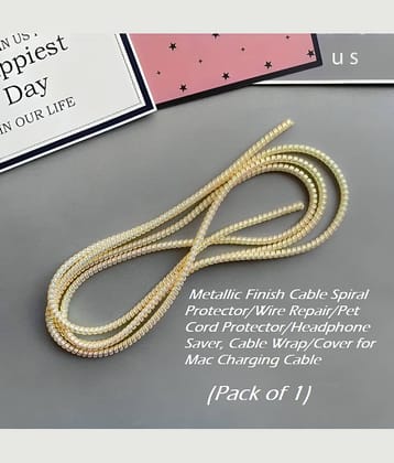Multi Deal Metallic Finish Cable Spiral Protector/Wire Repair/Pet Cord Protector, Cable Wrap/Cover for Charging Cable (Pack of 1)