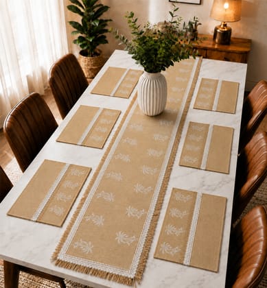 Handcrafted Jute Table Runner Mat Set