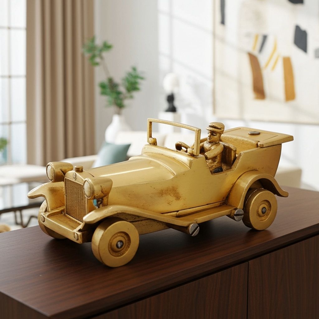 Brass Showpiece Car Statue, Length : 5 Inch (BSMAS1725 B)
