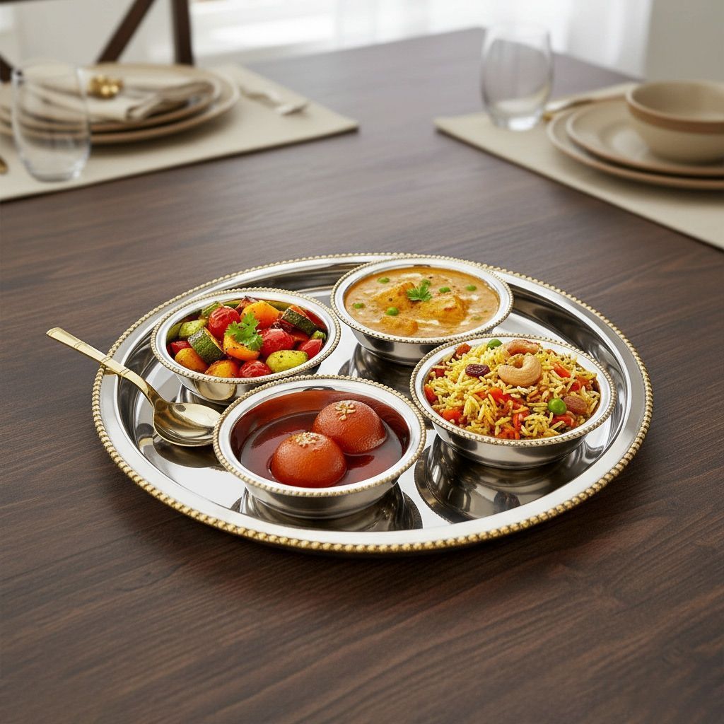 Stainless Steel Thali Set Code 702 with Bowls & Spoon (SMAS060 A)