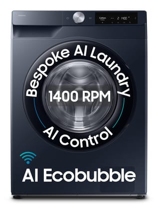 Samsung 12 kg, 5star, AI Control, AI Ecobubble, Super Speed, Wi-Fi, Hygiene Steam with Inbuilt Heater, Digital Inverter, Fully-Automatic Front Load Washing Machine (WW12DG6B24ASTL, Navy) Samsung 12 kg, 5star, AI Control, AI Ecobubble, Super Speed, Wi-Fi,