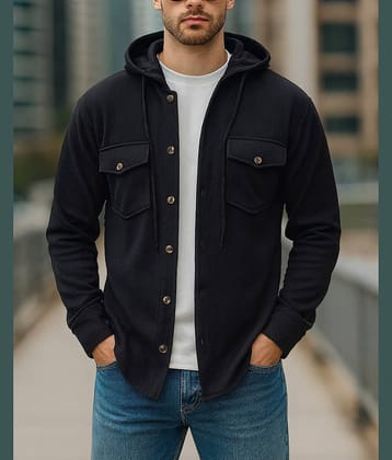 Eyebogler Polyester Oversized Fit Solids Full Sleeves Men's Casual Shirt - Black ( Pack of 1 )