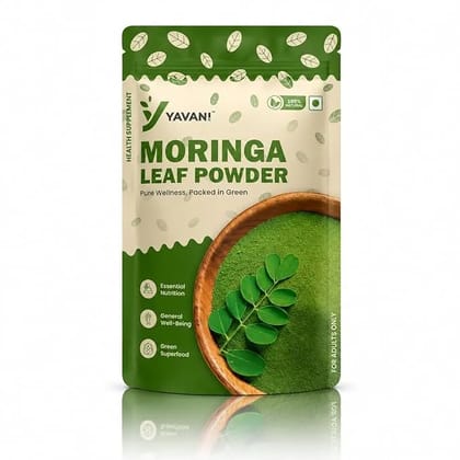 YAVANI Moringa Oleifera Leaf Powder  USDA, Lab Tested & India Organic Certified Drumstick (Sahjan) Superfood for Immunity, Energy, Digestion, Weight Loss, Hair Growth & Glowing Skin 100g