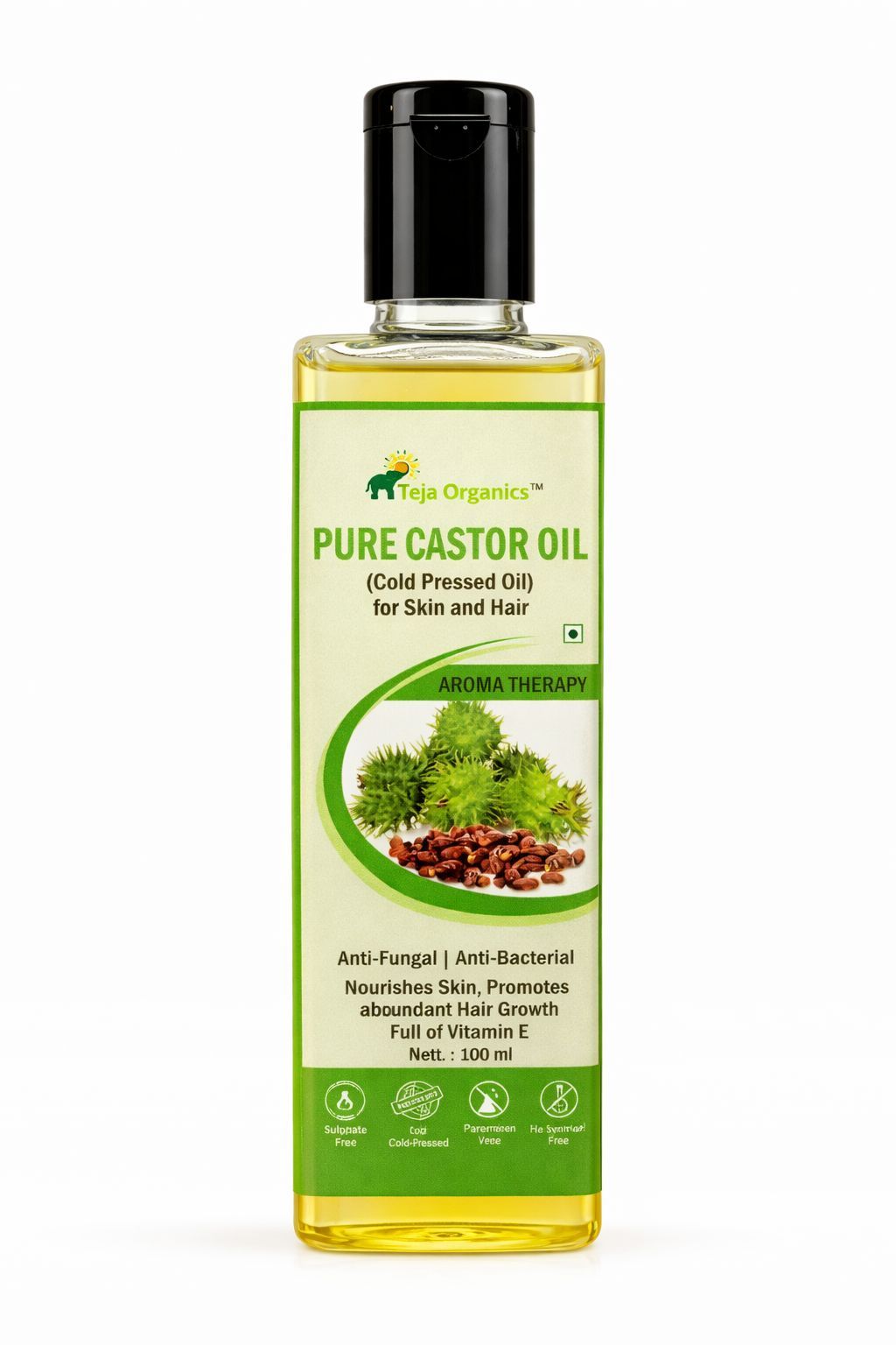 Pure Castor Oil | Cold-pressed Unrefined | Skin and Hair Care | Anti-Fungal | Anti-Bacterial Nourishes Skin, Promotes abundant Hair Growth Full of Vitamin E |