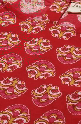 Red Cotton Floral Print Regular Top Red Cotton Floral Print Regular Top