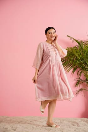 Bedazzling Baby Pink Cotton Dress Bedazzling Baby Pink Cotton Dress