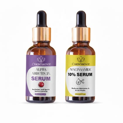 Cutenessence Alpha Arbutin 2% Serum & Niacinamide 10% Serum, AM/PM Routine, Dark Spot Corrector, 30ml Each