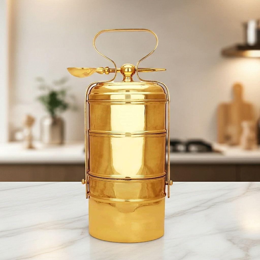 Brass Lunch Box, Tiffin Box (ZMAS575 D)